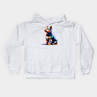 Colorful Australian Terrier Captured in Splash Art Style Kids Hoodie